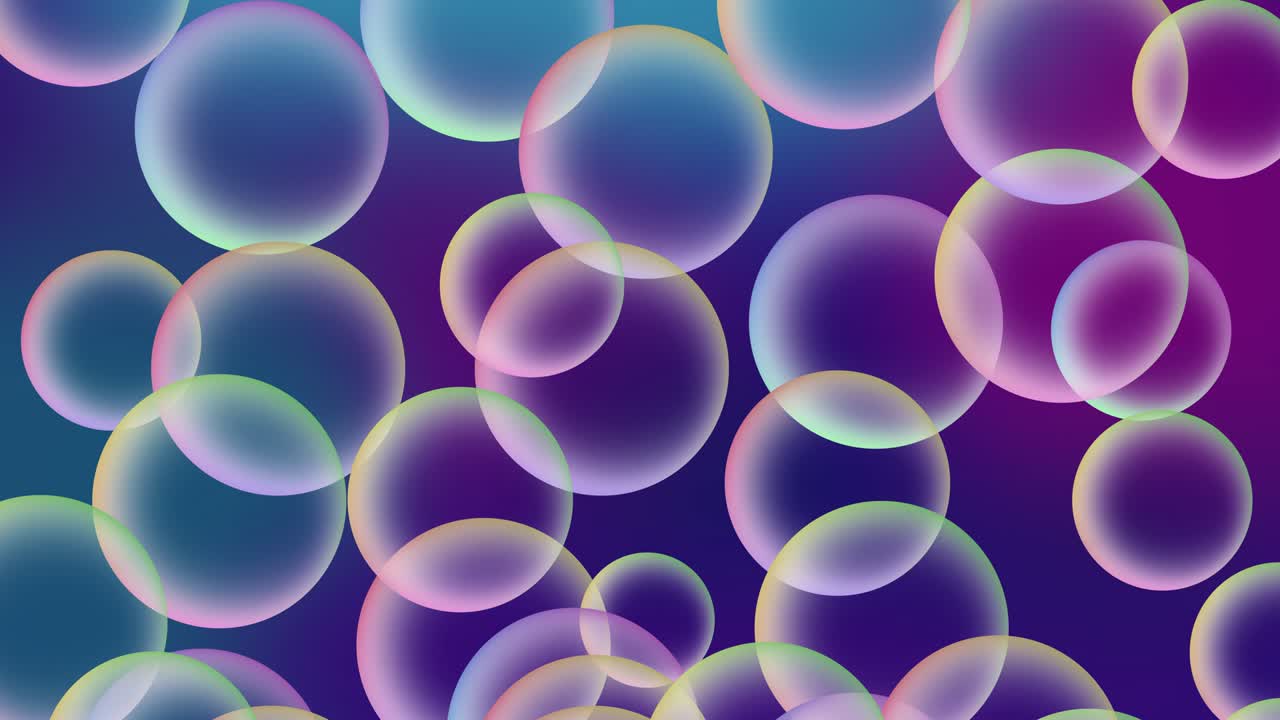 Animation of colorful soap bubbles flying up. Abstract floating shampoo or suds on gradient dark background. Looped live wallpaper. animated stock footage