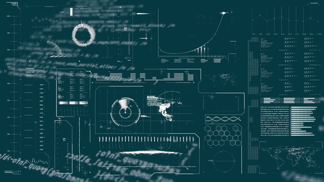 Animation of data processing over gray background