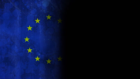 animation of glowing purple light trails over european union flag