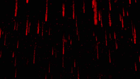 abstract red particle rain on black background. glowing digital particles fall vertically, ideal for overlays, intros, or futuristic concepts. seamless loop