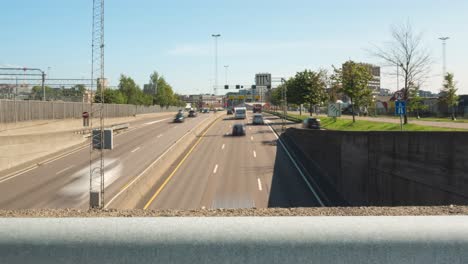 Time-lapse,-busy-European-motorway-junction-flyover