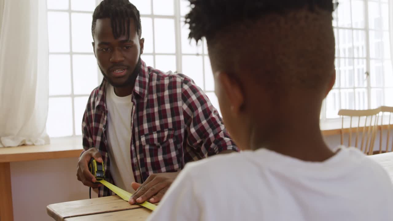 Father and son at home