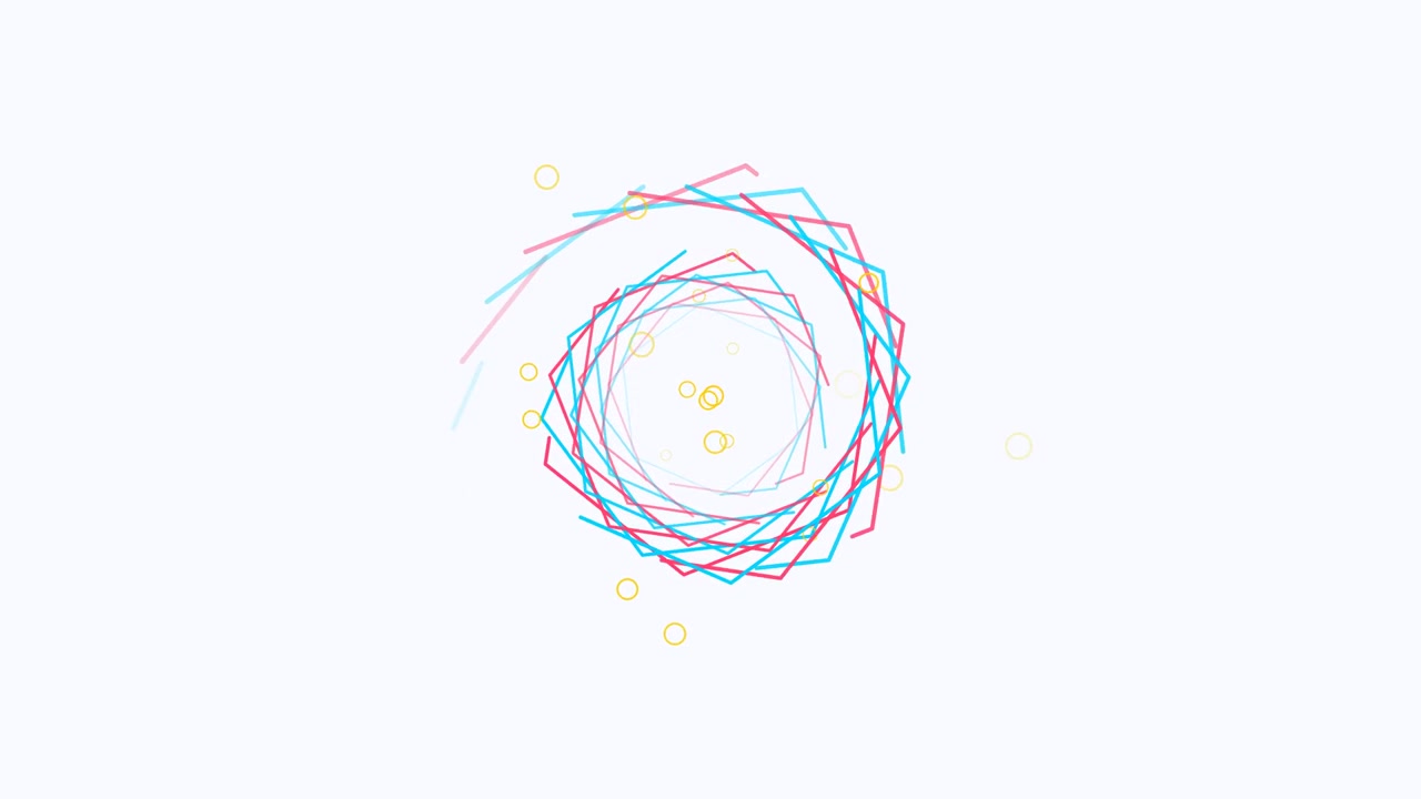 Gráfico de Movimiento Abstracto de Líneas y Círculos Geométricos Coloridos Giratorios