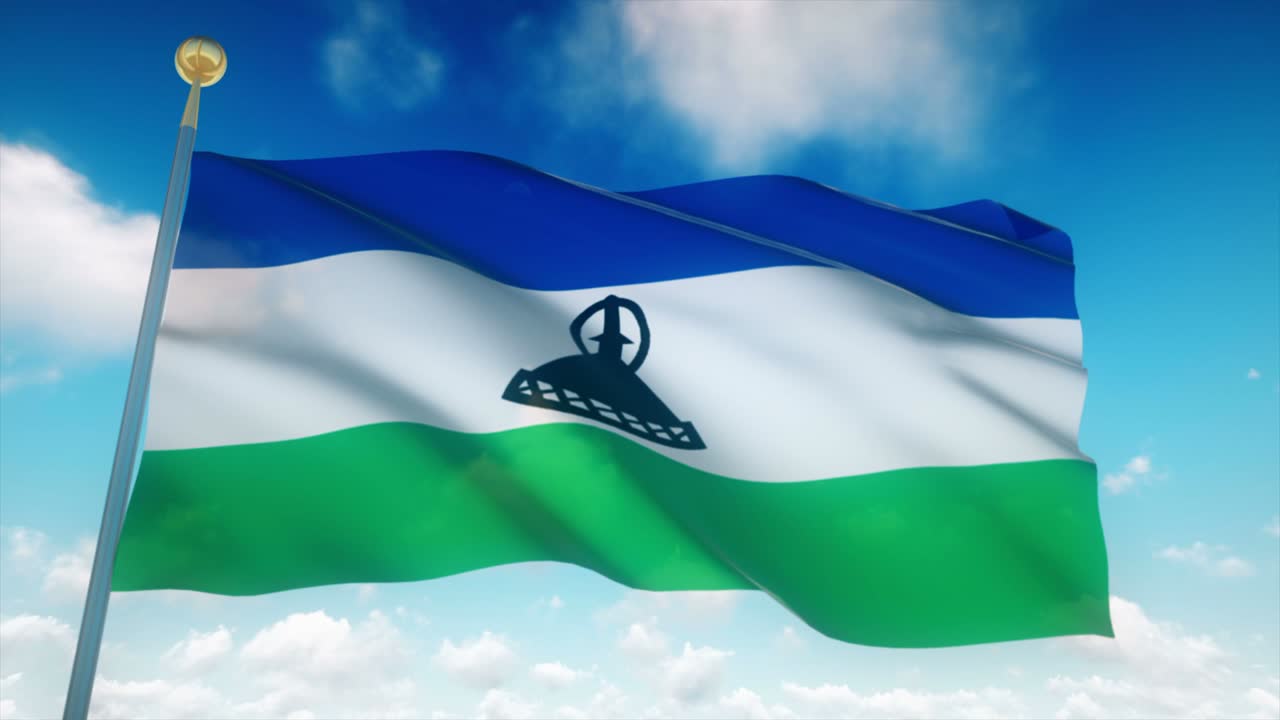 4k bandera muy detallada de lesotho en bucle