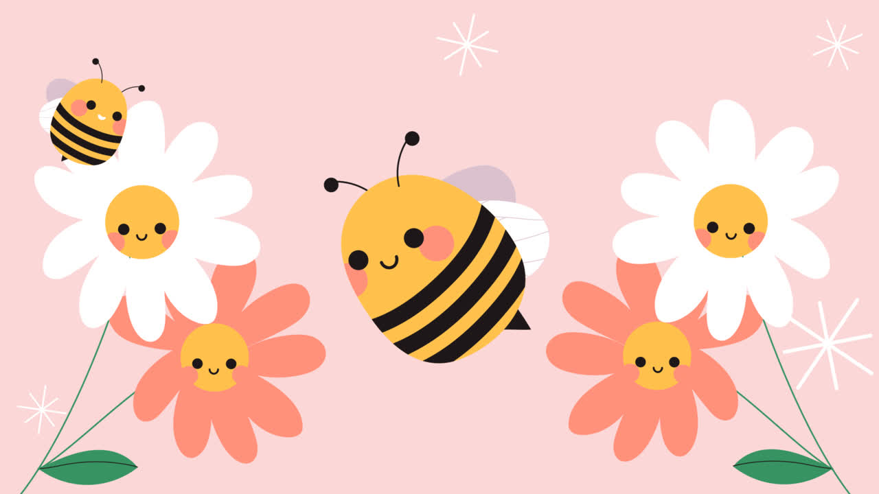 анимация милого ребенка, похожего на пчел, мобильный обои
