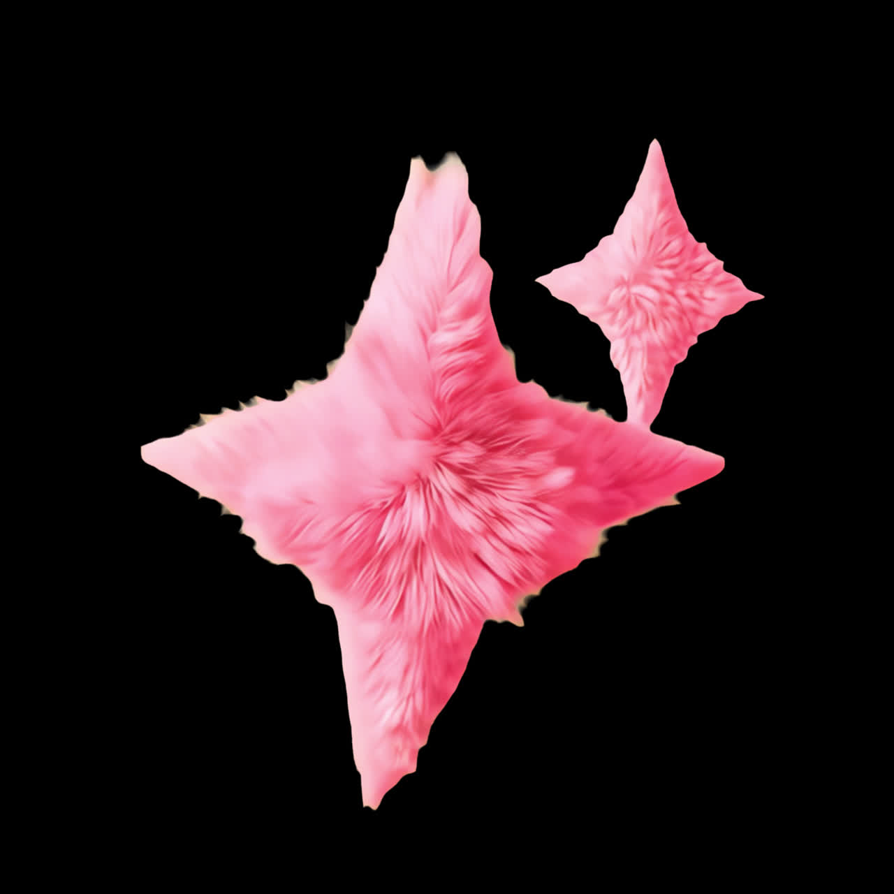 Fluffy pink star design animation isolated asset, transparent 4K video, alpha channel, ProRes 4444