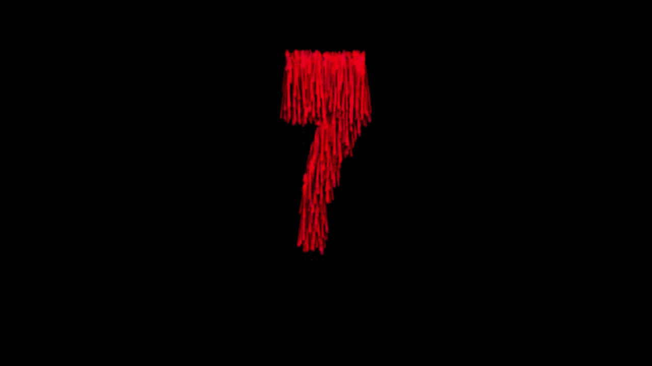 Blood flowing number seven animation on transparent background