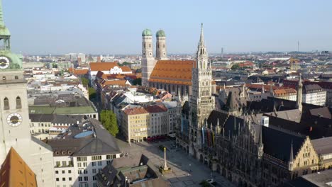 cinematic establishing shot of marienplatz, old town square