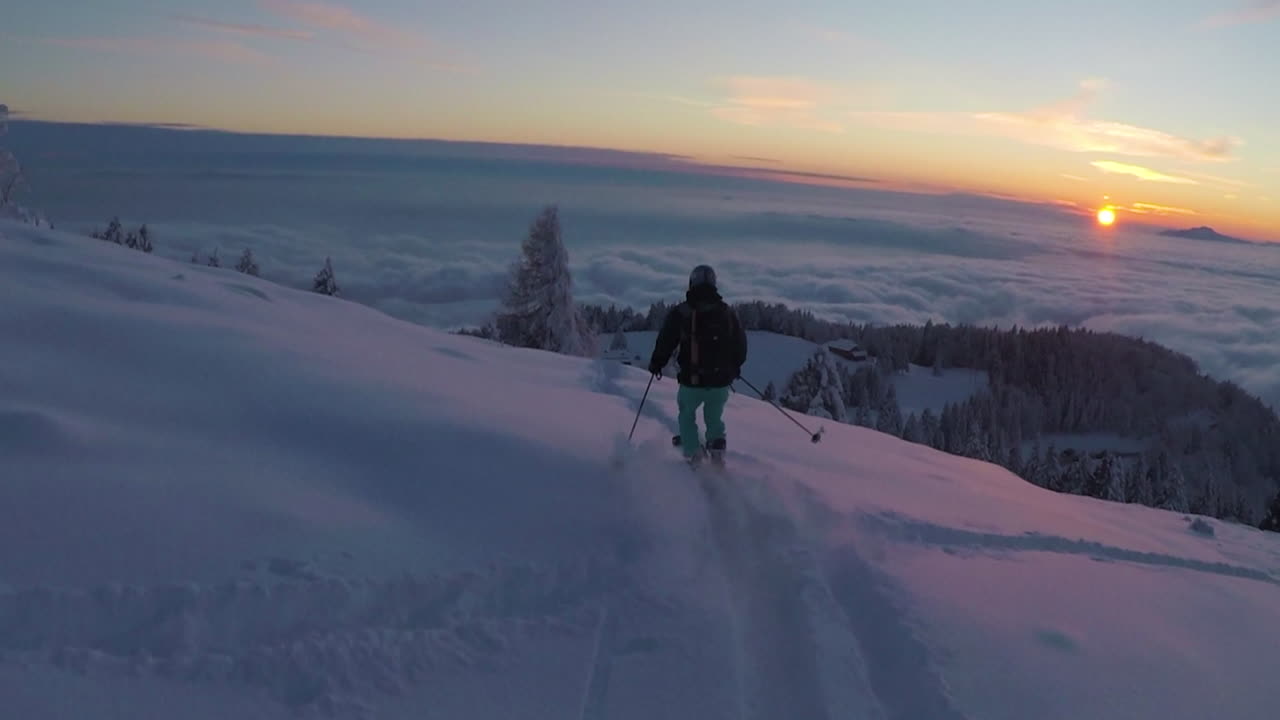 Sunset Ski Tour in the Mountains