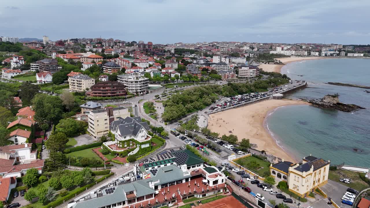 Beach Santander city Spain drone,aerial 4K footage
