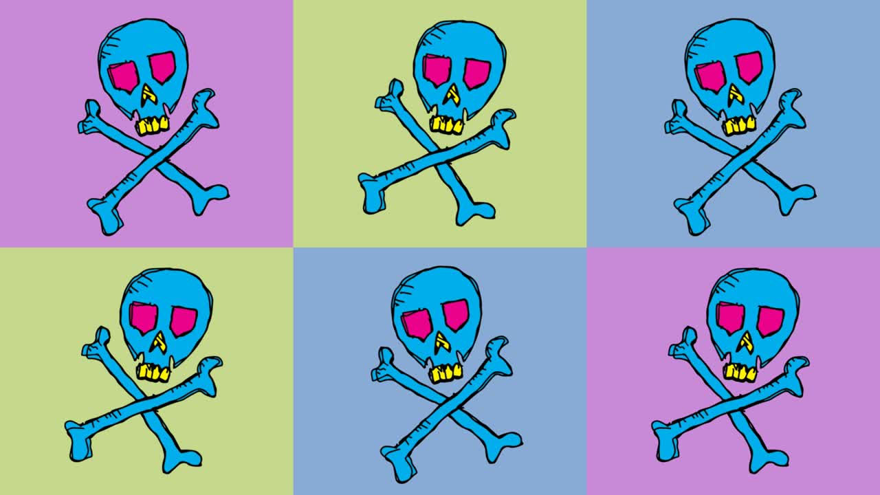 niños dibujando arte pop fondo sin costuras con el tema de la calavera
