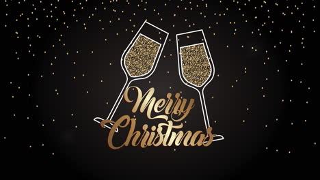 happy merry christmas animation with glasses toasting