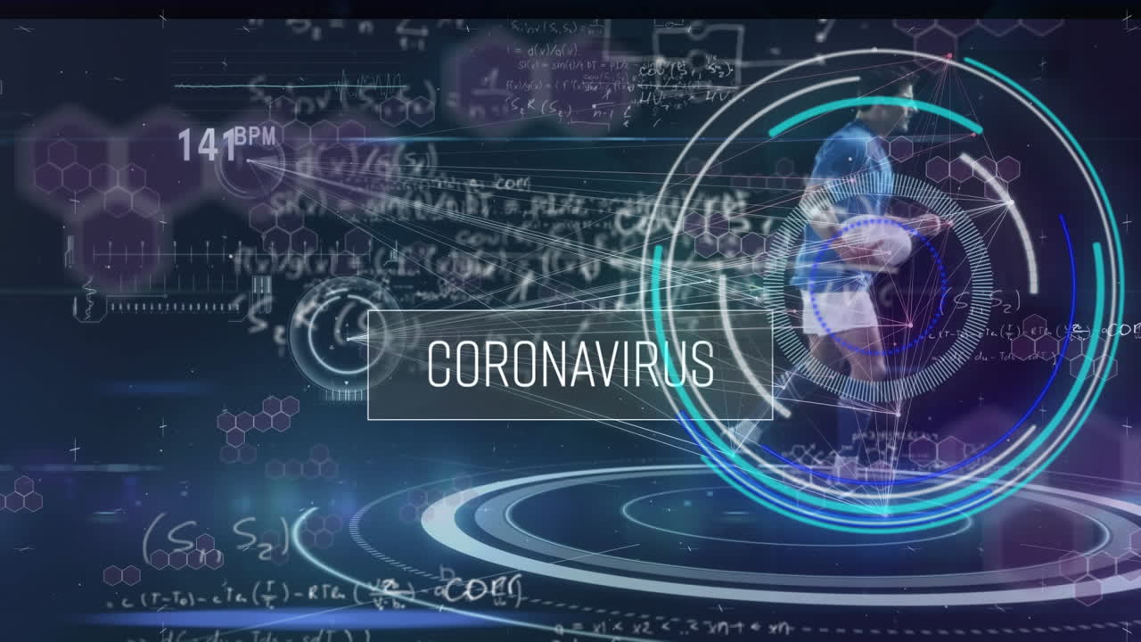 공을 들고 달리는 백인 남성 럭비 선수에 대한 데이터 처리 애니메이션