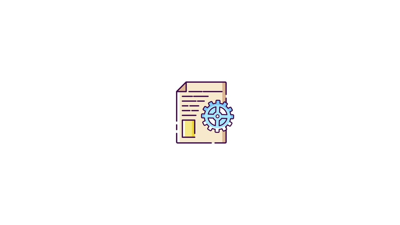 Animated Document and Spinning Gear Settings Icon