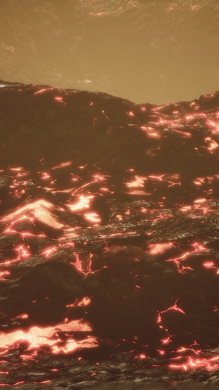 A close-up of a lava flow on a volcanic planet
