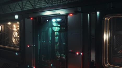 realistic futuristic sci-fi spaceship corridor