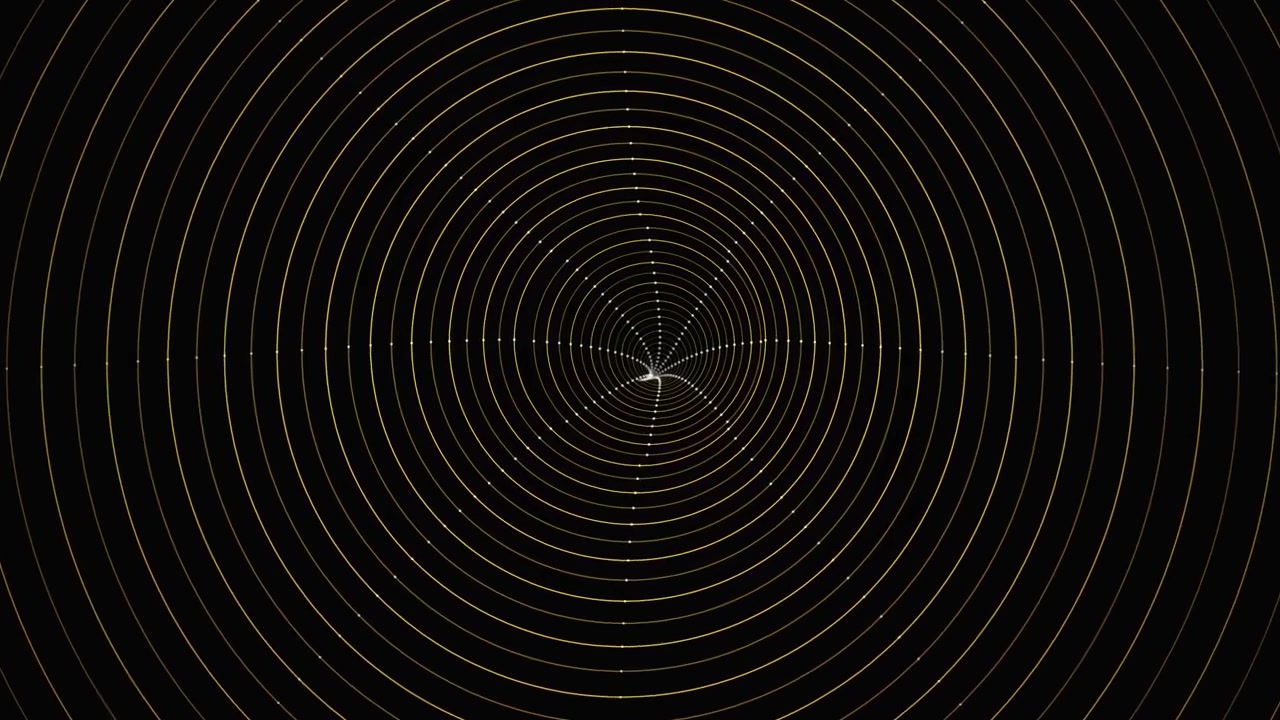 Abstract Animation of Concentric Golden Circles Pulsing on Black Background