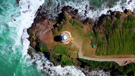 aerial rising and vertigo of gazebo on puerto plata promontory, dominican republic