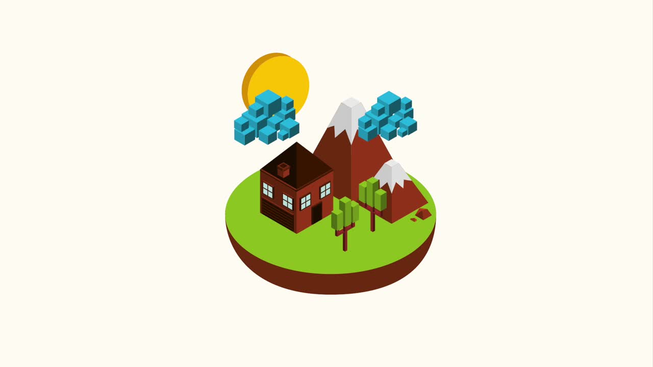 concepto isométrico del paisaje