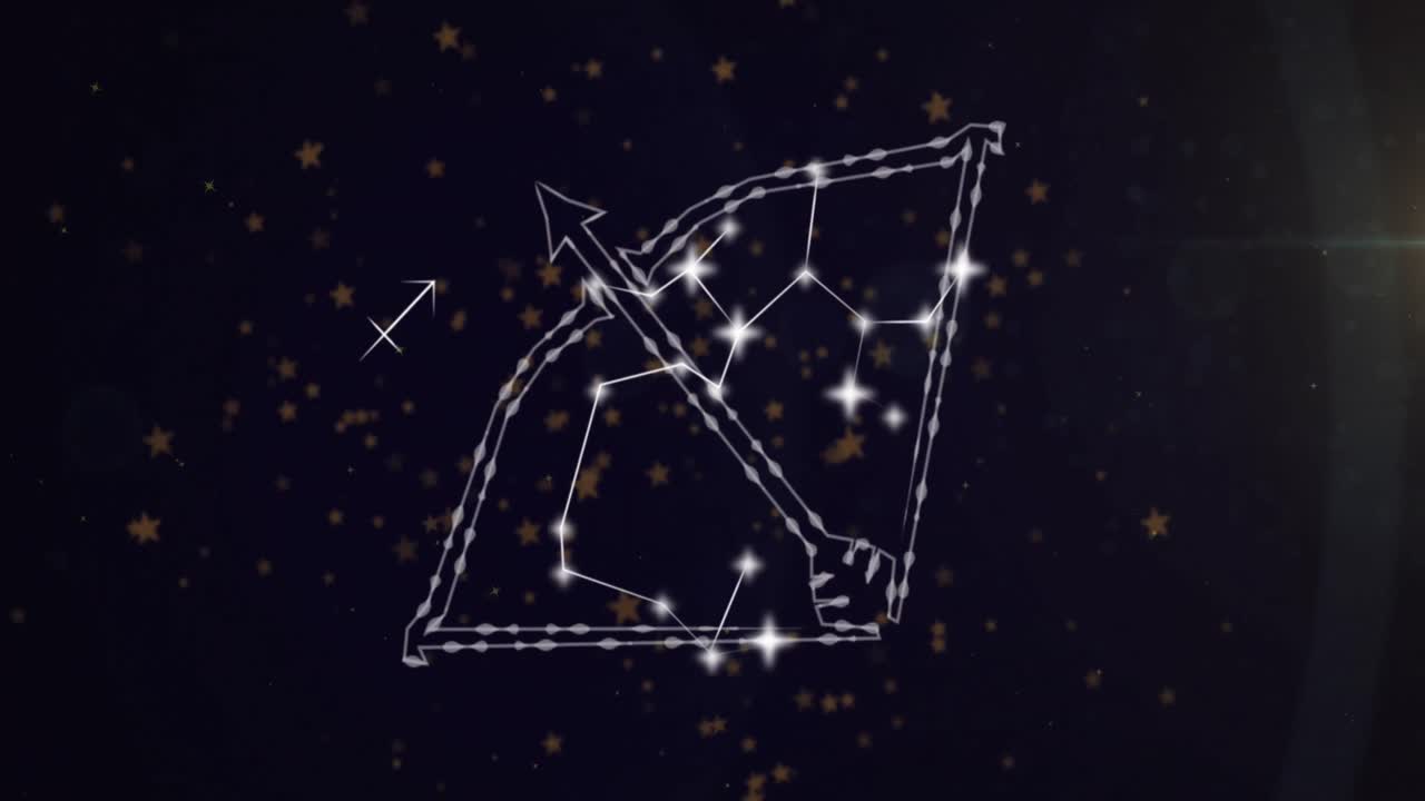 배경 의 연기 구름 에 있는 사기타리우스 별자리 의 애니메이션