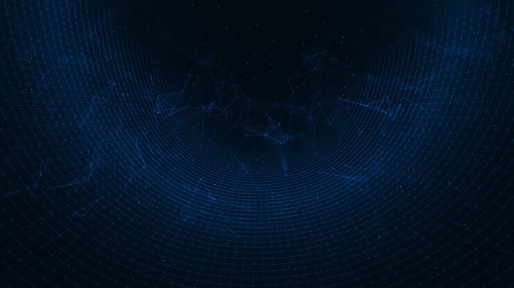Animazione astratta di nodi futuristici di tecnologia cibernetica, linee di connessione di particelle plexus e punti, affari