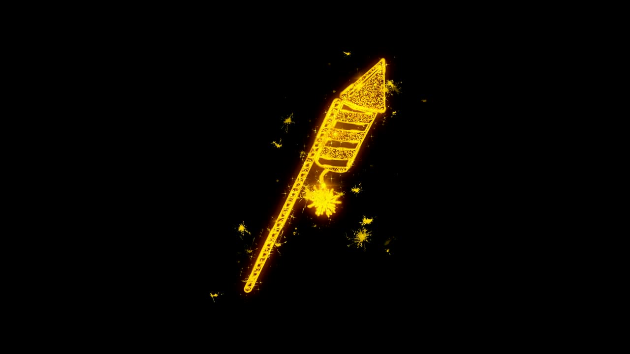 el icono del petardo hace chispas de partículas sobre un fondo negro.