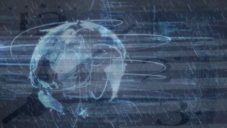 animation of data processing and globe over road