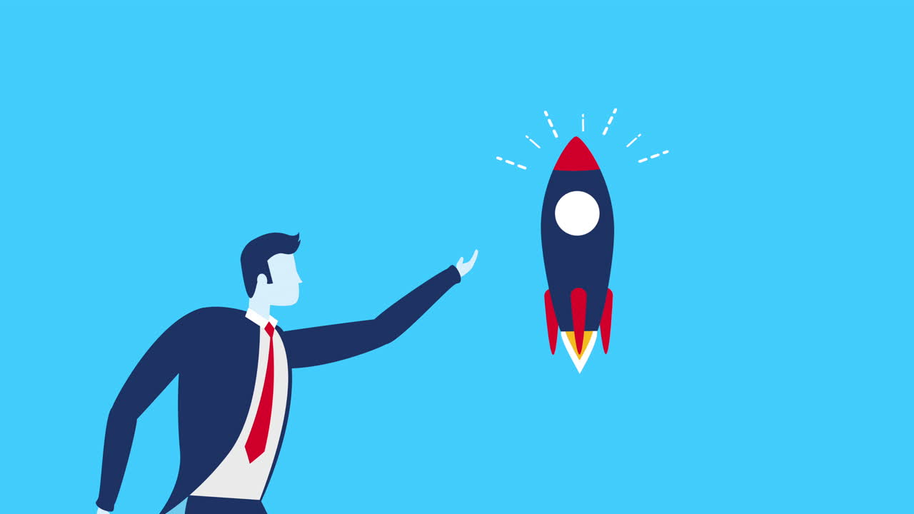 trabajador de negocios con lanzacohetes