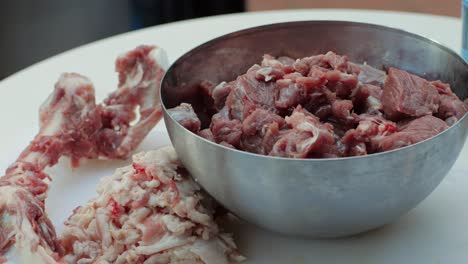 raw meat and bones for cooking