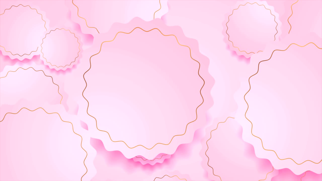 Rosa und goldene, gewellte Papierkreise, abstrakte Videoanimation