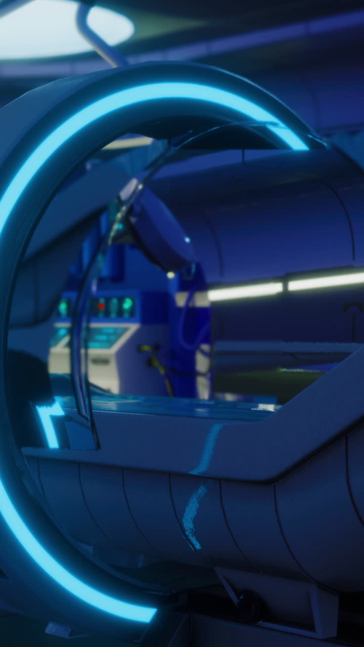 Advanced mri machine in a futuristic medical facility setting