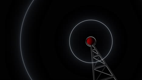 torre de telecomunicaciones torre de antenas transmisoras de red 5g envía señales sobre fondo negro