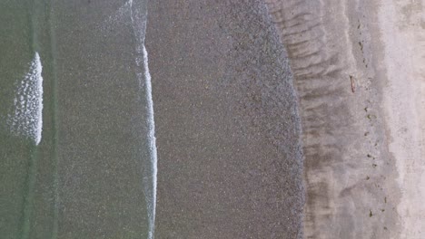 Coastal-Beach-Waves-Aerial-Top-Down-View-Grey-Bay,-Near-Sandpit,-BC,-Canada
