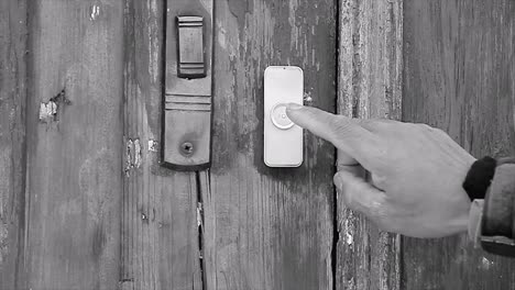 pressing doorbell with a delivery with people stock footage stock video