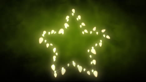 estrella brillante de luces de hadas sobre un fondo verde