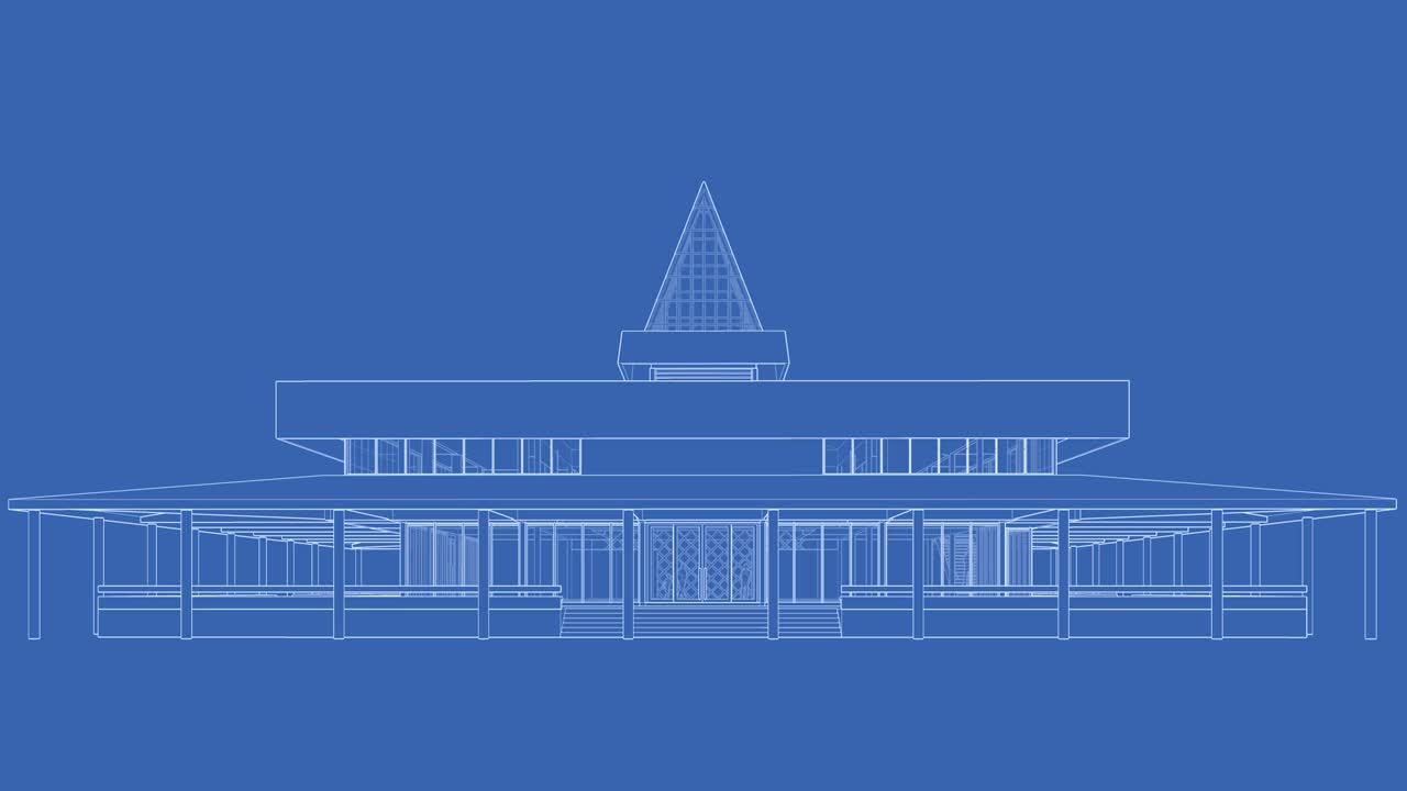 루프로 된 건물 드로잉