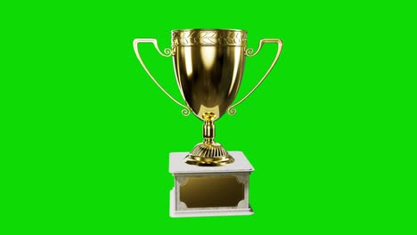 trophy cup with pedestal on chroma key screen, isolated