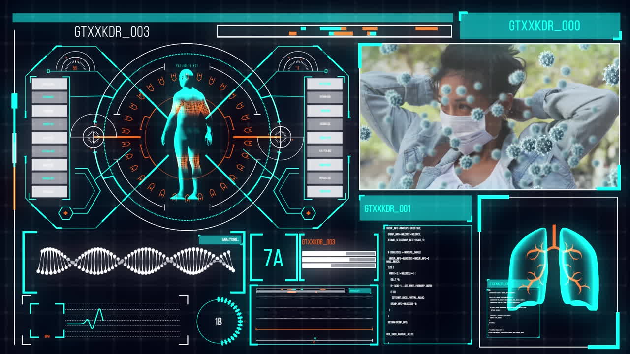 Digital interface against black background