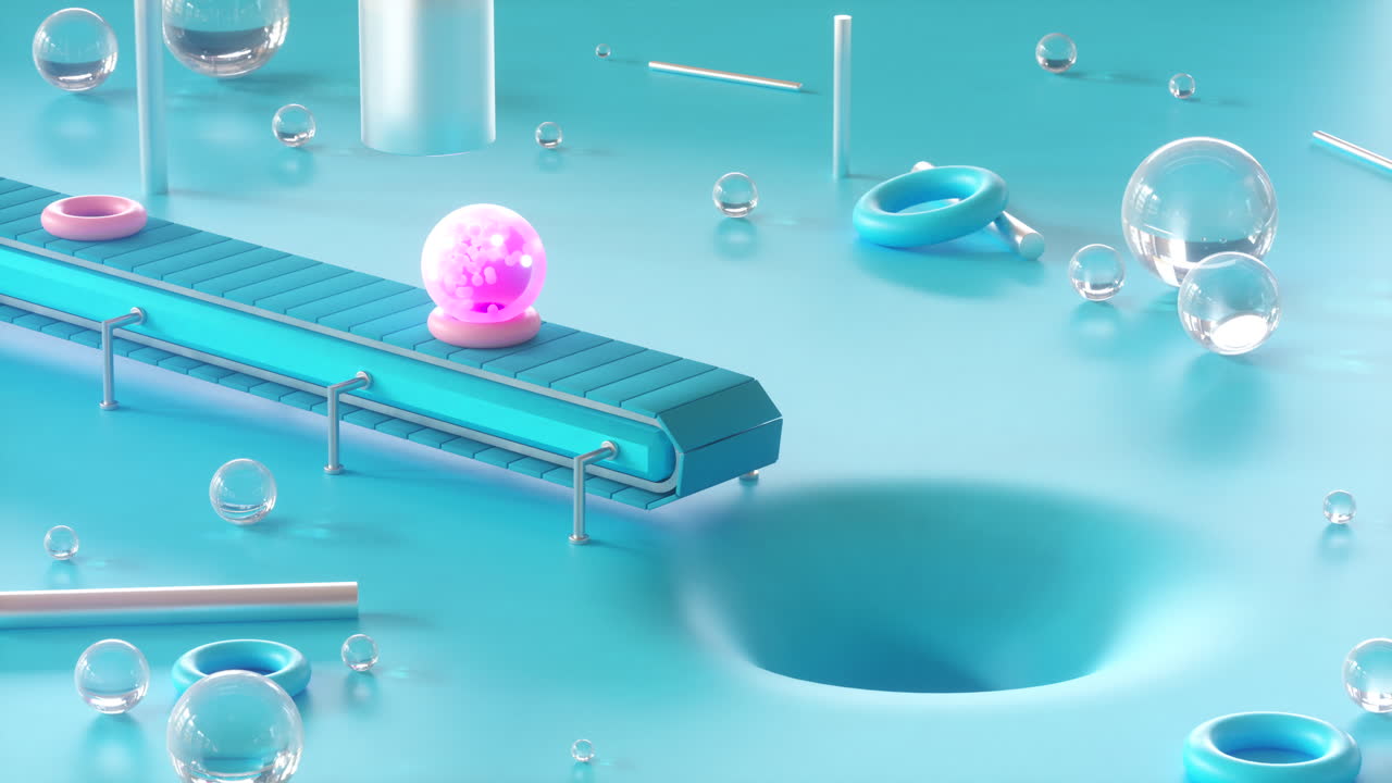 Tubes with balls falling into hole. Seamless animation