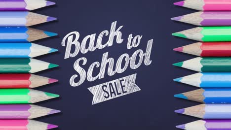 Animation-of-back-to-school-sale-with-colour-pencils-on-purple-circles