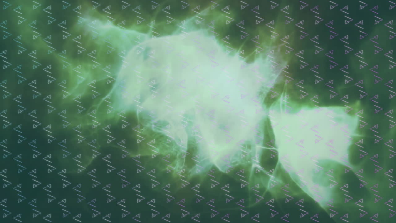 Animation of paper plane icons with green abstract shapes in background