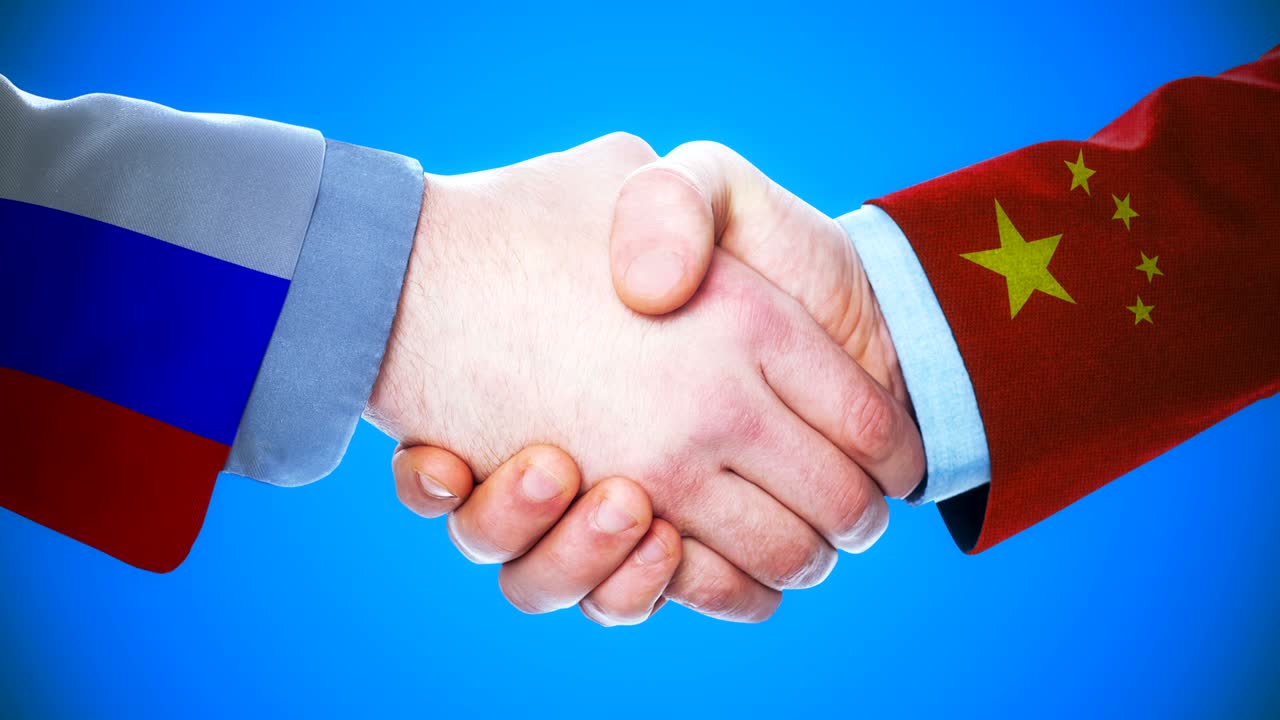 russia - china / handshake concept animation about countries and ...