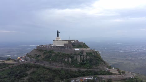 aerial: cristo rey, mountain, guanajuato, drone view