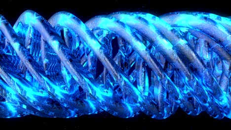 código de adn. abstracto 3d marco de alambre poligonal dna molécula hélice en espiral. animación en bucle.