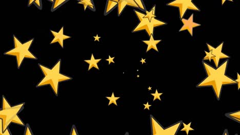 Animation-of-multiple-stars-on-black-background