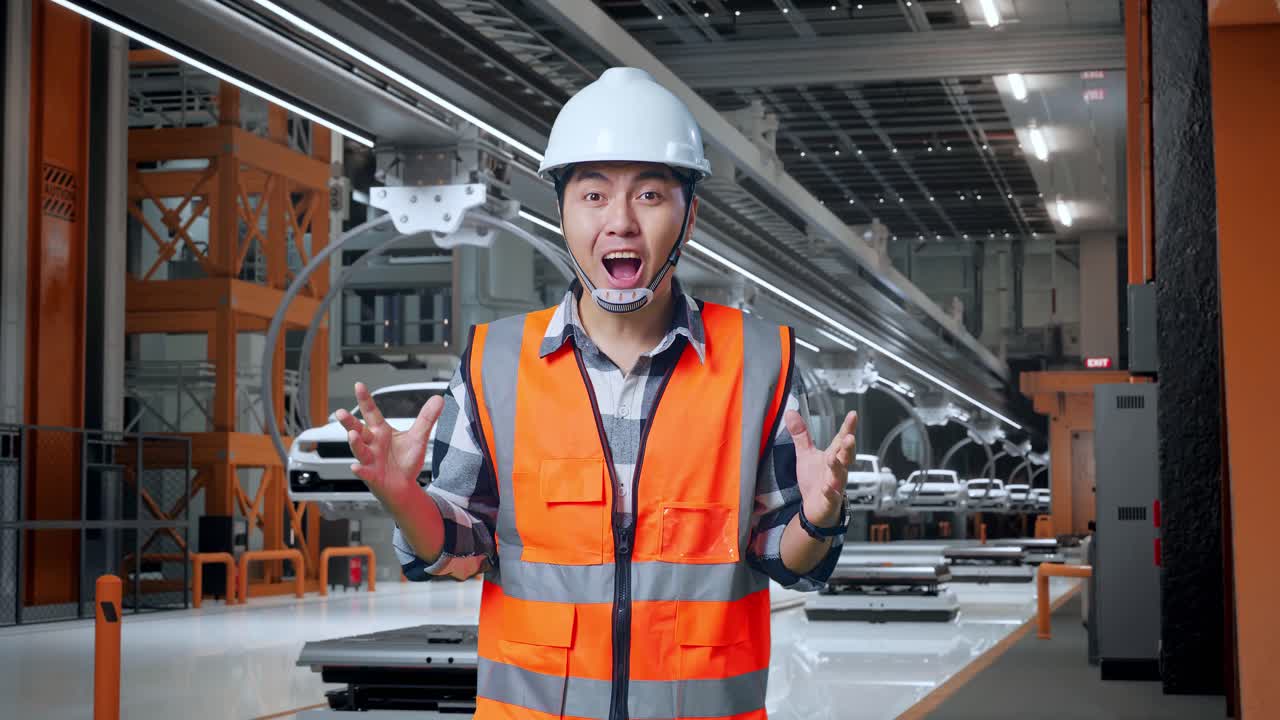 조립 라인 에 있는 놀라운 공장 노동자