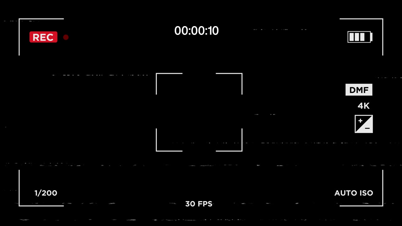 Digital Camera Recording Screen Overlay with Glitch and Static