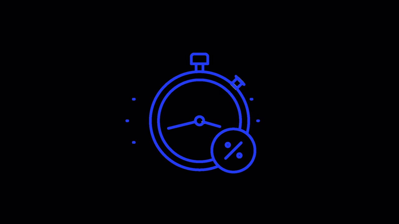 Animated Blue Line Art Stopwatch with Percentage Icon