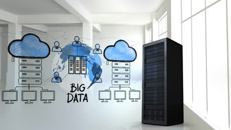 ilustración de almacenamiento en la nube y creación de redes