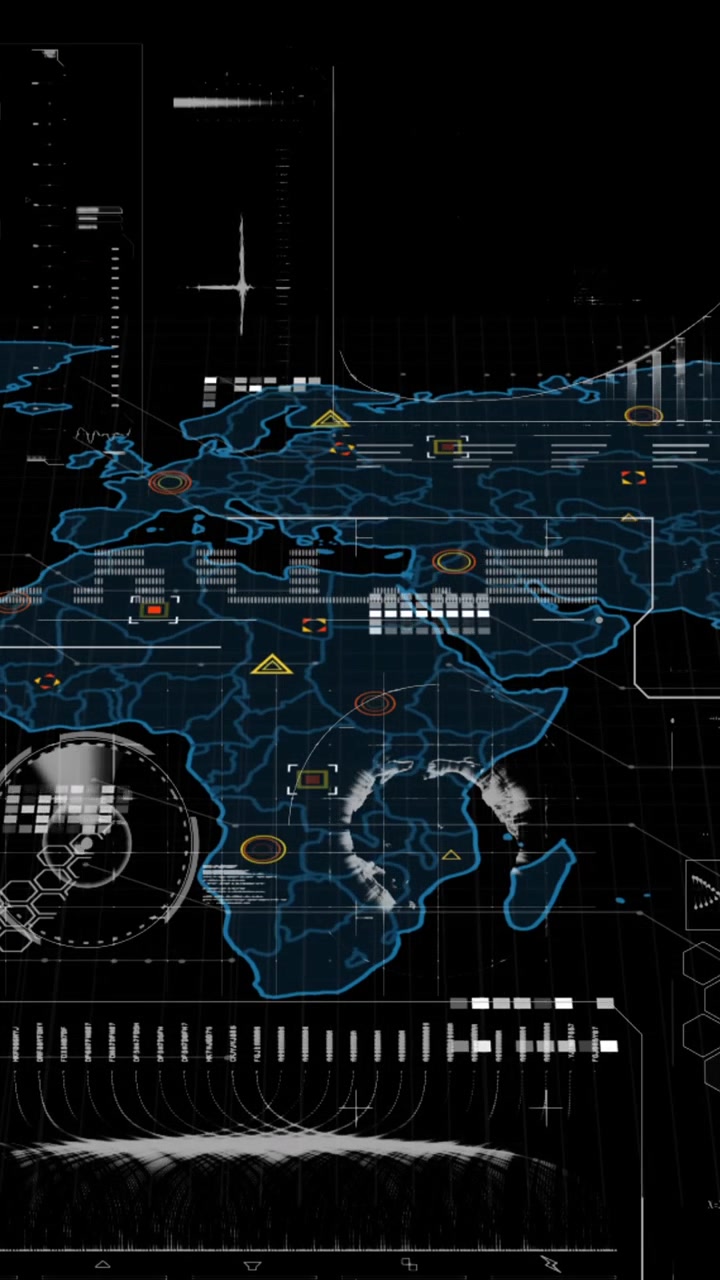 Animation of financial data processing over world map